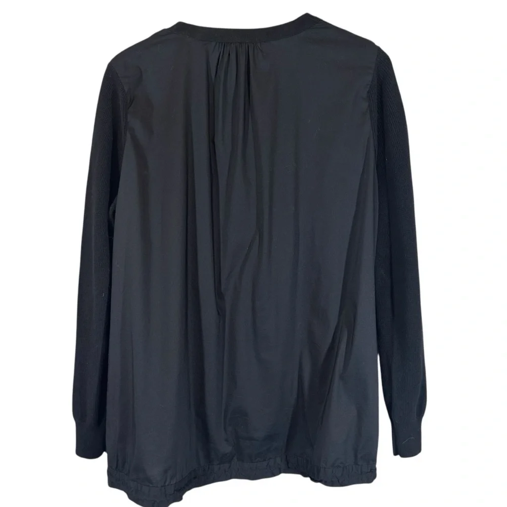 CABI Women's Large #5143 Windbreaker Black Multi-Media V-Neck Cardigan Sweater